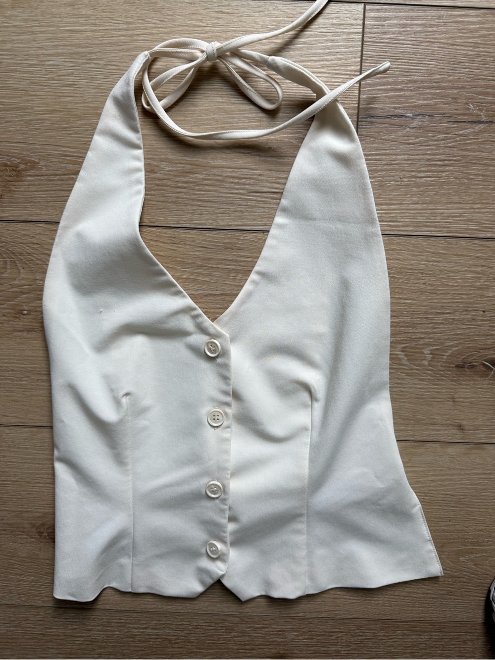 Peppermayo Cream Halter Button-Front Camisole